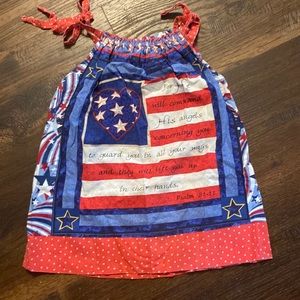 Fourth of July Pillowcase Style Dress/Top Girls S America July 4th Psalm 91:11